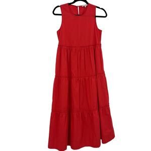 Madewell Women's Red Cattail Tiered Maxi Dress Extra Extra Small XXS
